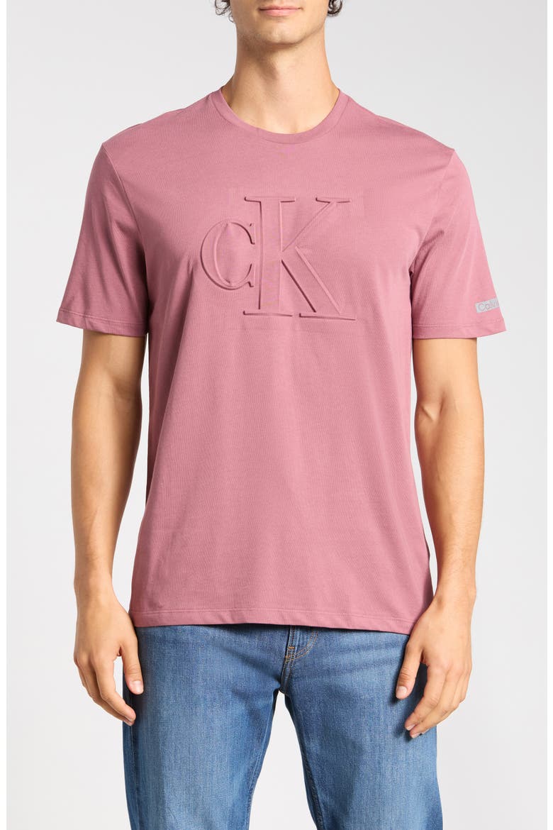 Embossed Monogram T-Shirt, Main, color, RAISIN