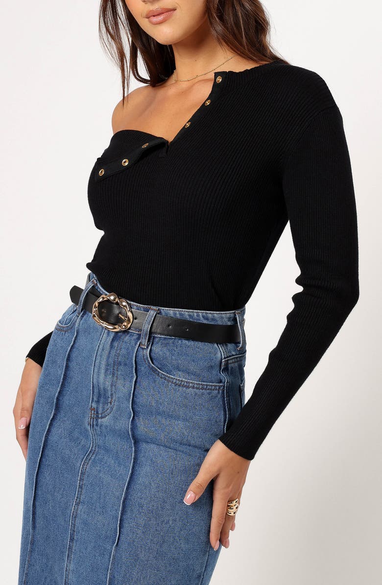 Petal & Pup Mable One-Shoulder Rib Top, Alternate, color, Black