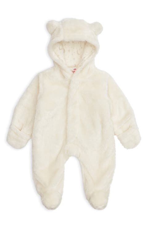 Minky Faux Fur Bear Hooded Footie Suit (Baby)
