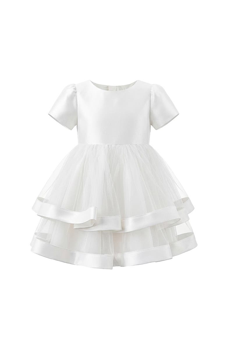 Tulleen Satin Bow Dress, Main, color, White