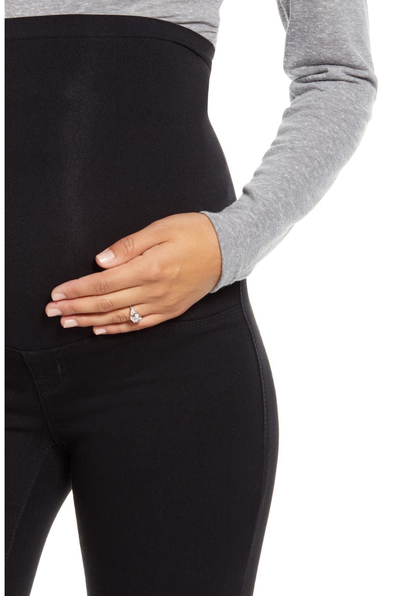 Re:Denim Frayed Hem Skinny Maternity Jeans, Alternate, color, BLACK
