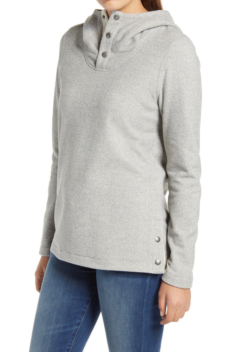 Knit Stitch Fleece Hoodie, Alternate, color, VINTAGE WHITE HEATHER