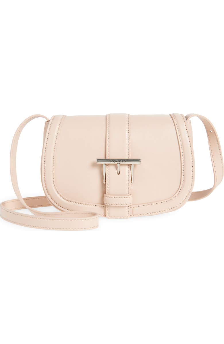McQueen Mini T-Bar Shoulder Bag, Main, color, Blush Pink/ Silver