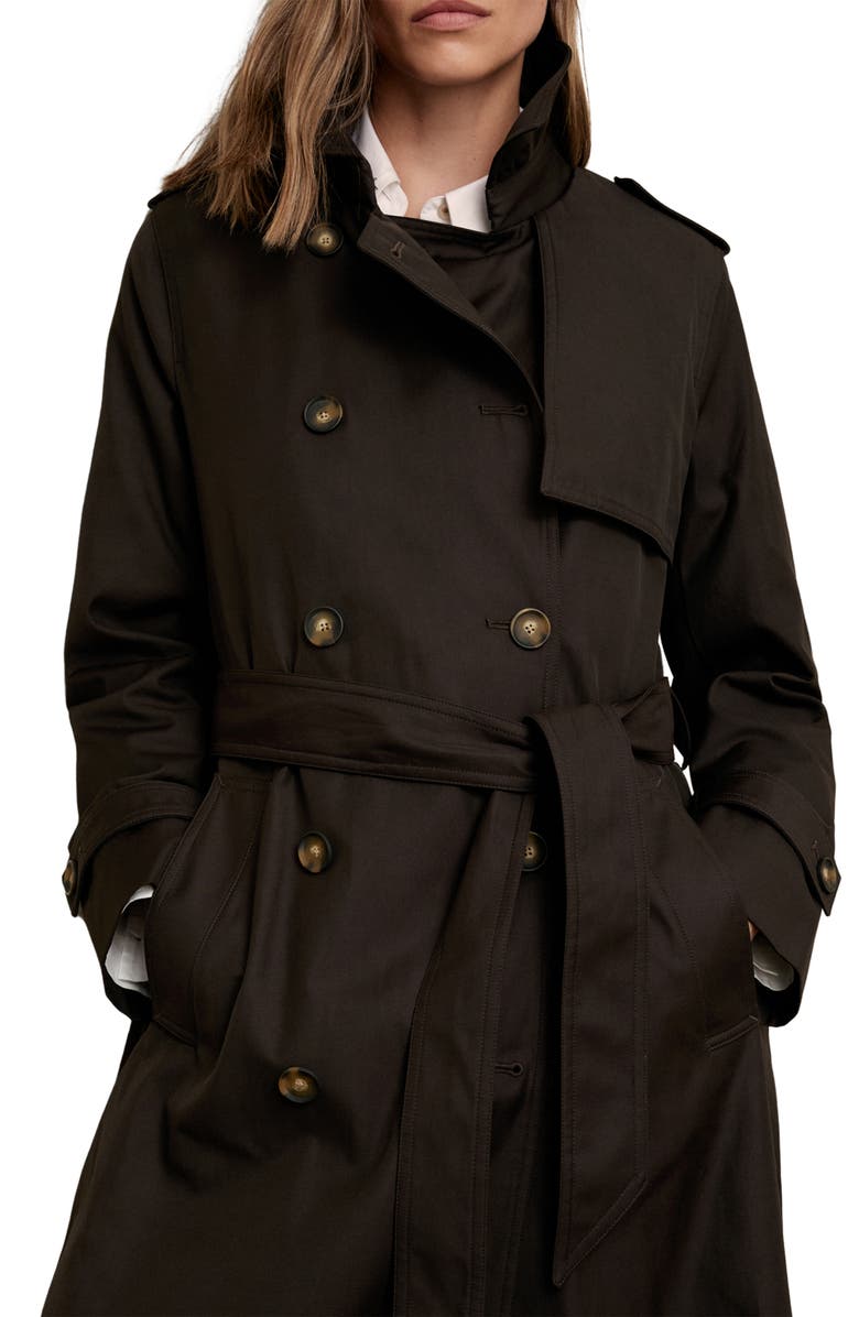 Reiss Azura Hooded Double Breasted Trench Coat, Alternate, color, Chocolate Brown