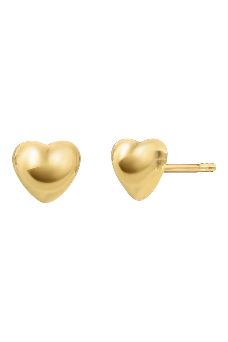14K Yellow Gold Puffy Heart Stud Earrings, Main, color, GOLD