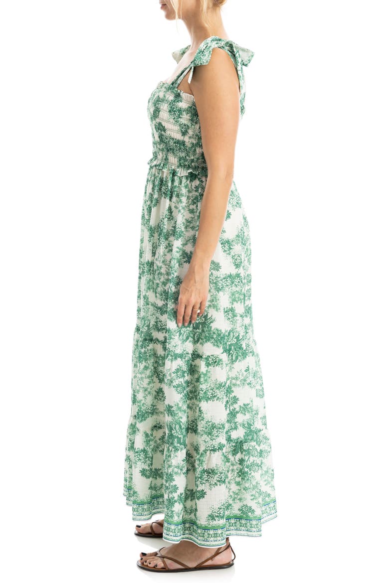 Print Tie Strap Maxi Dress, Alternate, color, CREAM/ MEADOW