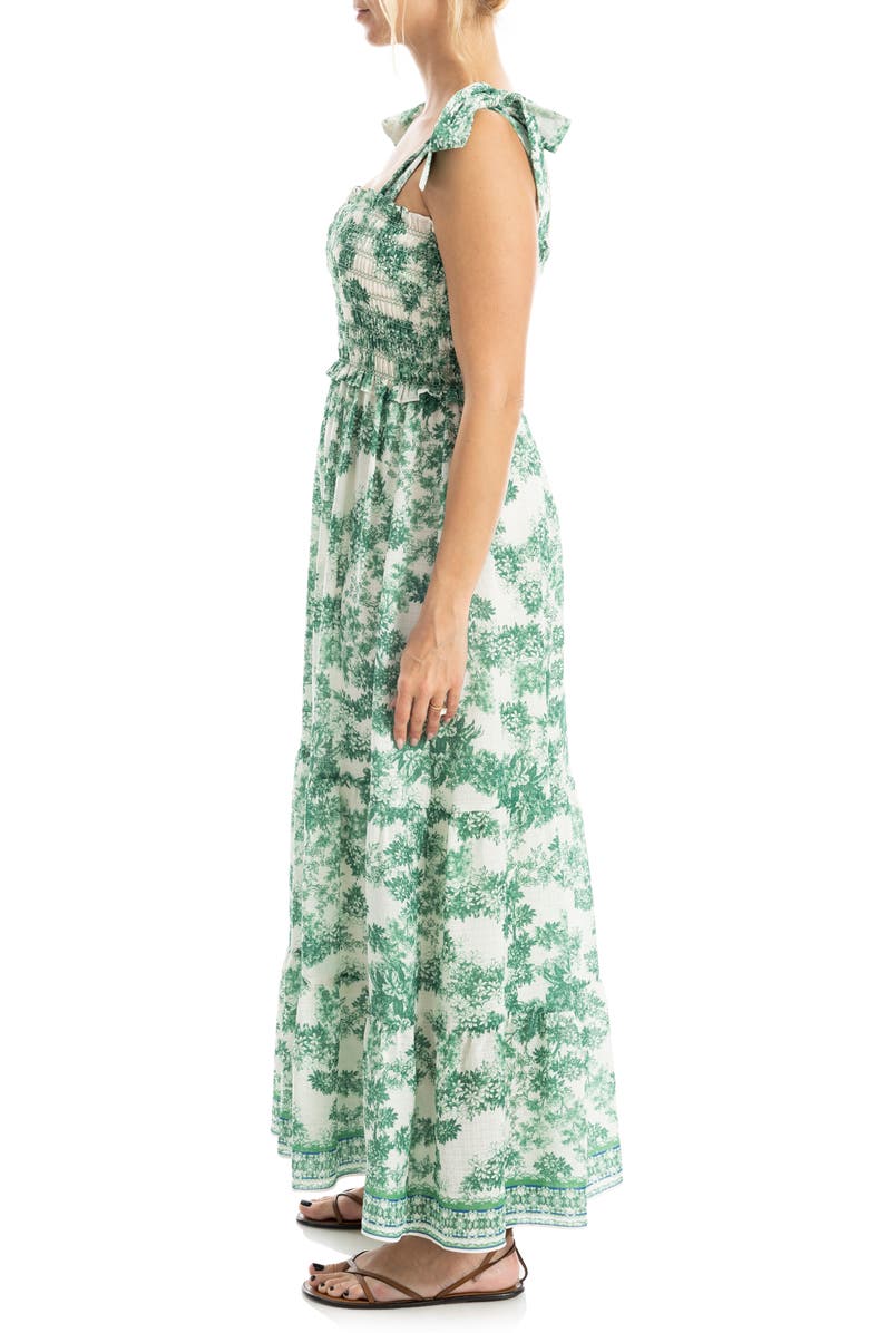 MAX STUDIO Print Tie Strap Maxi Dress, Alternate, color, Cream/ Meadow
