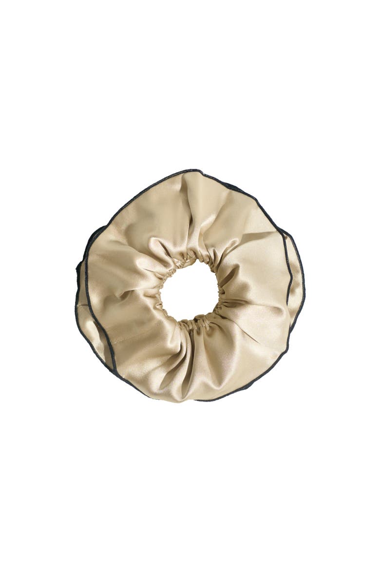 "Maxi Flower" Double-Layer Oversized Silk Scrunchie, Main, color, Tan