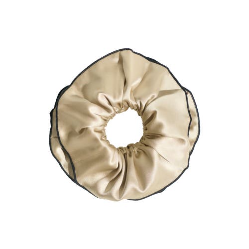 Lost Pattern Nyc "maxi Flower" Double-layer Oversized Silk Scrunchie In Brown