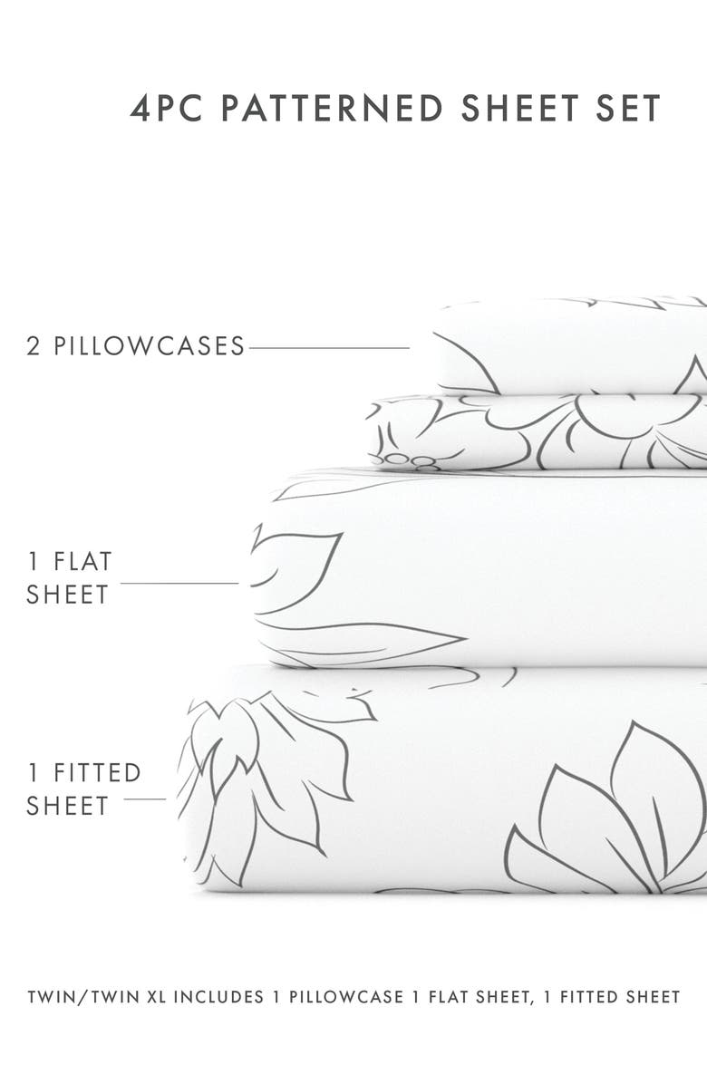 HOMESPUN HOME SPUN Premium Ultra Soft Vine Pattern 4-Piece Bed Sheet Set, Alternate, color, Gray