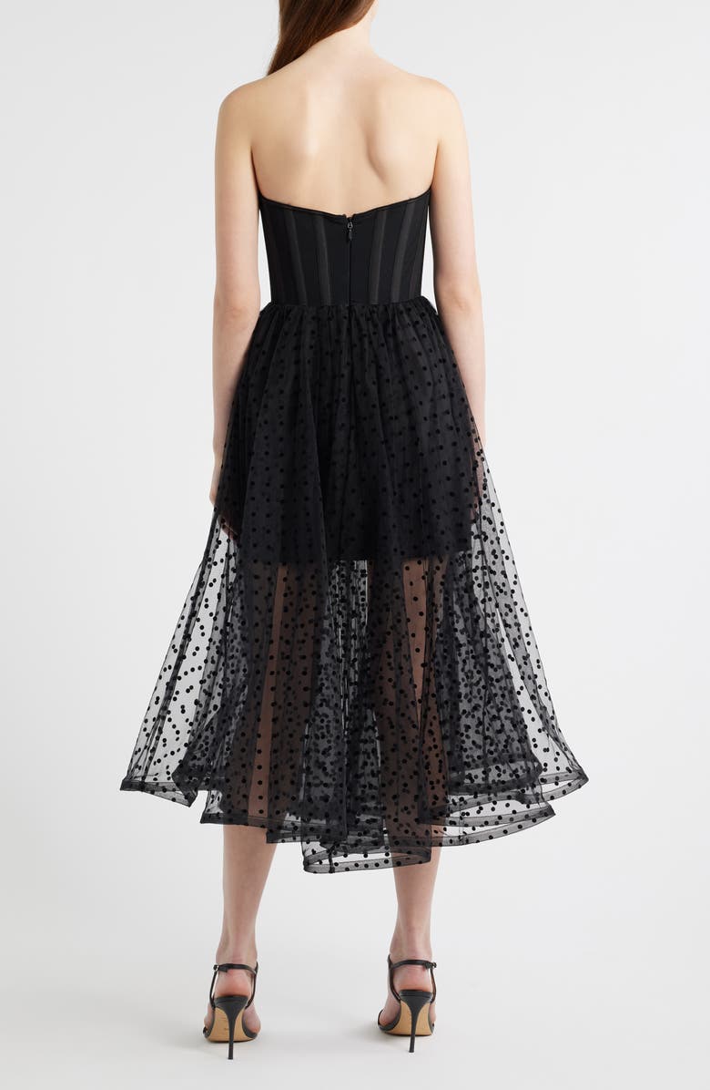 HELSI Valen Flocked Strapless Party Dress, Alternate, color, Black