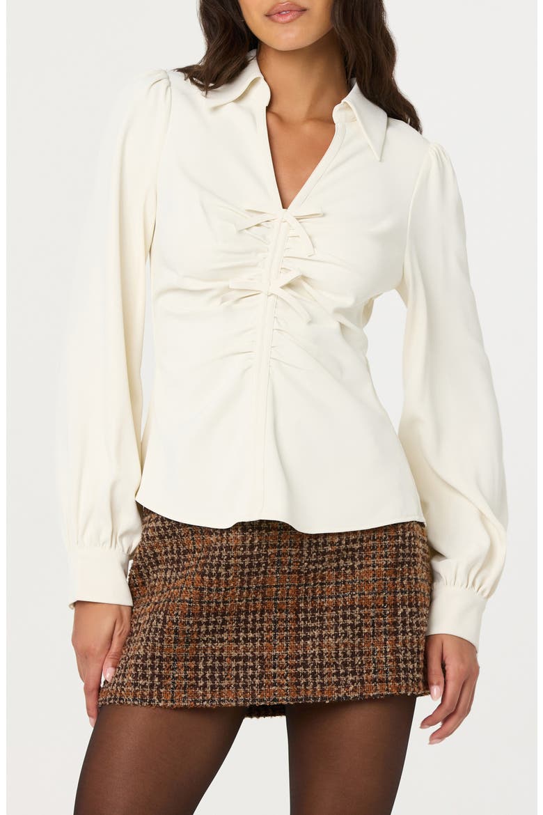 Simran Ruched Front Shirt, Main, color, CREAM