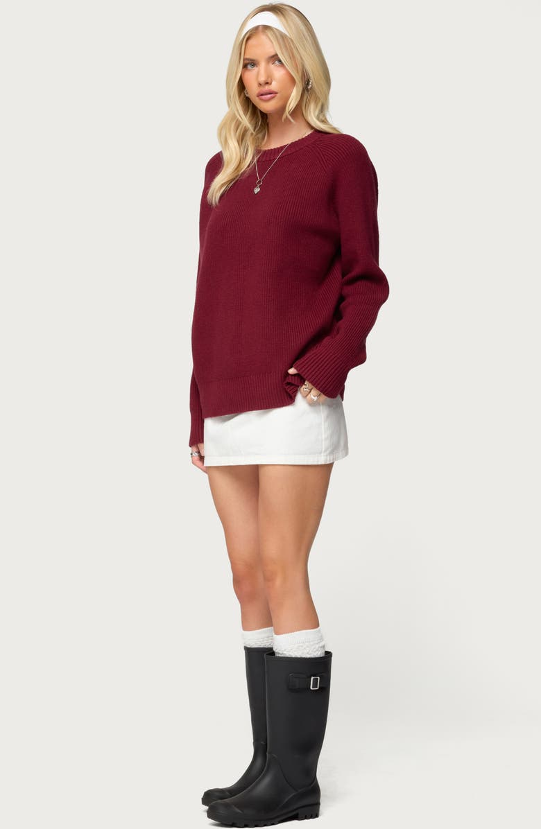 EDIKTED Lavonne Oversize Raglan Sweater, Alternate, color, Burgundy