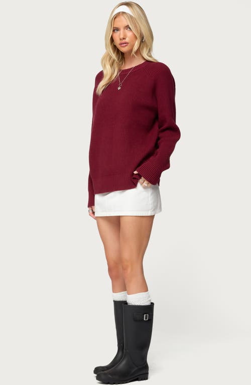 Edikted Lavonne Oversize Raglan Sweater In Burgundy