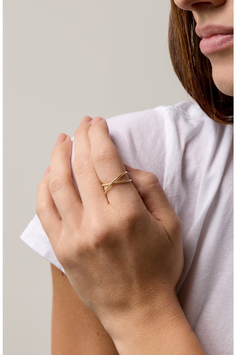 14K Gold Crossover Ring, Alternate, color, 14K YELLOW GOLD