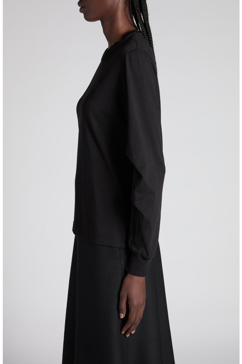 Pleated Long Sleeve T-Shirt, Alternate, color, BLACK