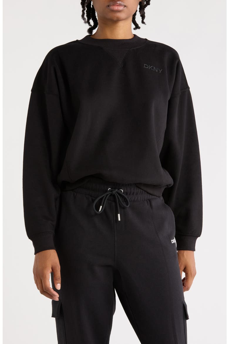 Logo Crop Sweatshirt, Main, color, BLACK
