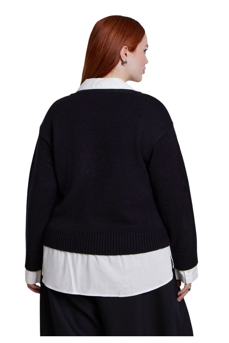 Layered V Neck Twofer Sweater (plus), Alternate, color, BLACK ONYX