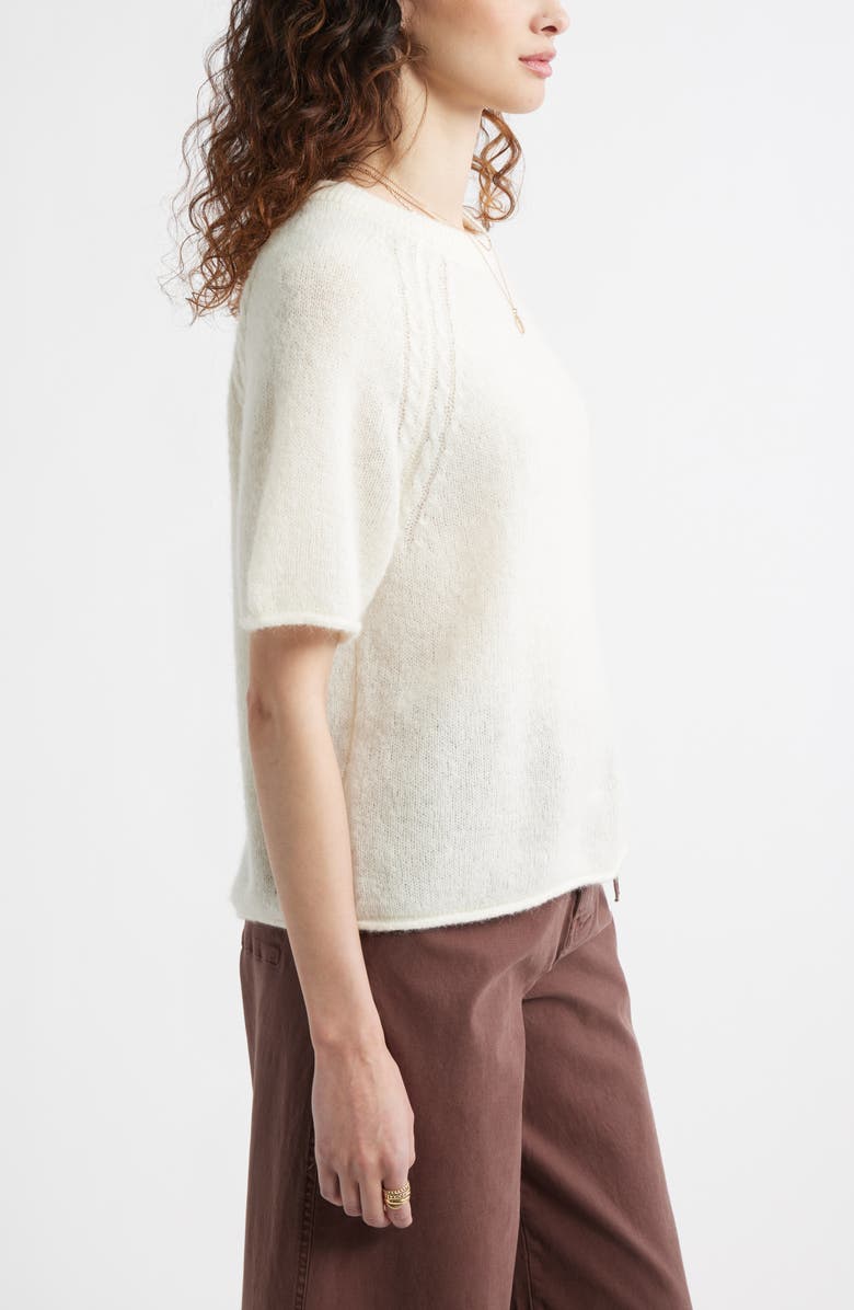 Treasure & Bond Relaxed Short Sleeve Sweater, Alternate, color, Ivory Egret