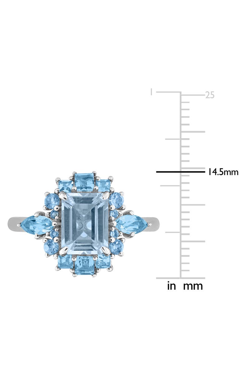Blue Topaz Cluster Halo Ring 14k, Alternate, color, Topaz