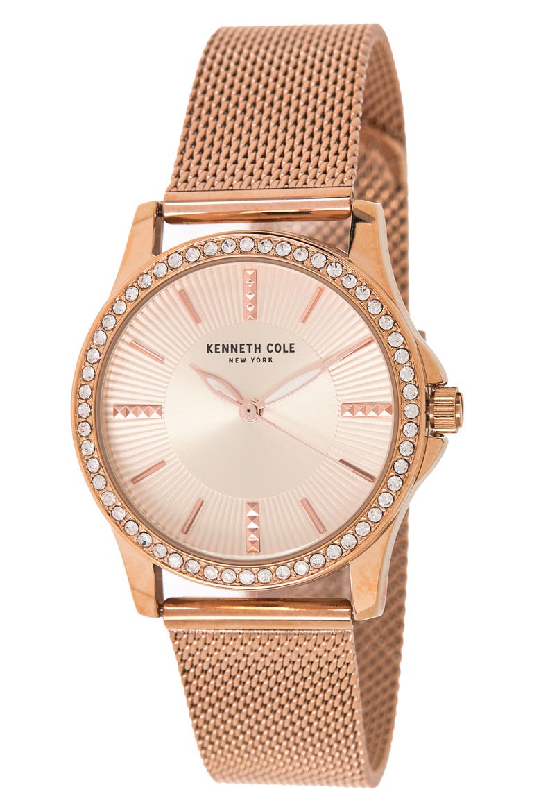 Women's 3-Hand Quartz Mesh Strap Watch, 33.5mm, Main, color, PINK