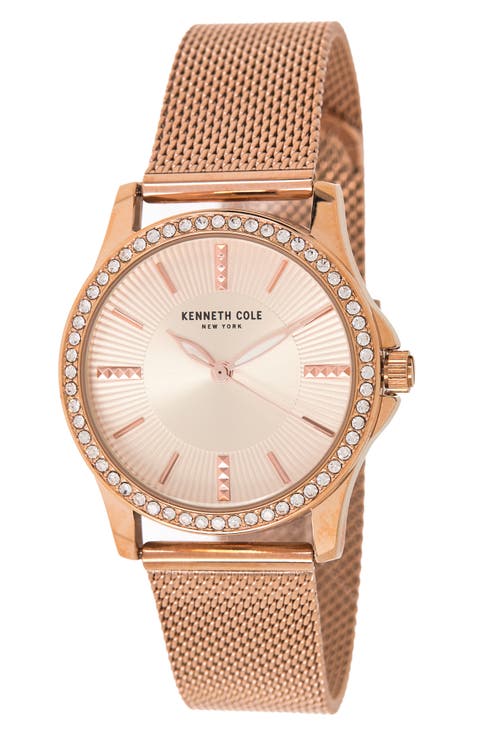 Women's 3-Hand Quartz Mesh Strap Watch, 33.5mm