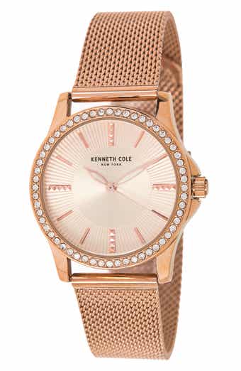 KENNETH COLE Women's 3-Hand Quartz Mesh Strap Watch, 33.5mm