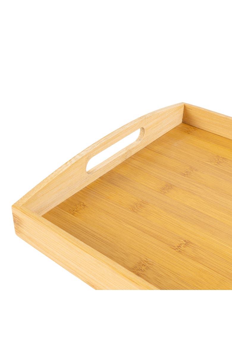 Elora Set of 2 Handcrafted Nesting  Serving Trays with Handles, Alternate, color, Natural