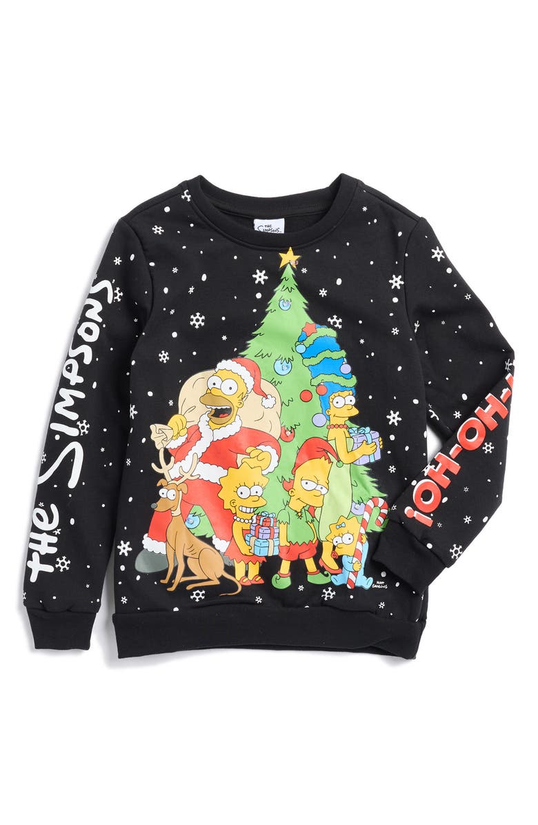 Freeze x The Simpsons<sup>™</sup> Kids' Christmas Sweatshirt, Main, color, Black