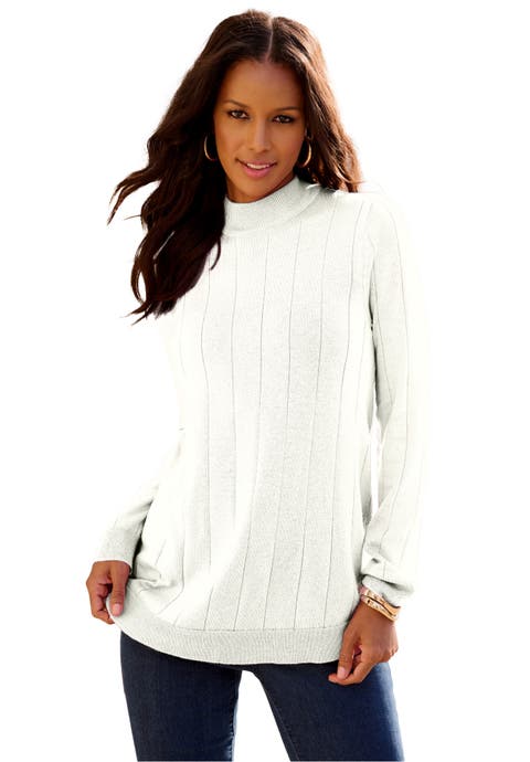 Plus Size Drop Needle Mockneck Lightweight Sweater Knit