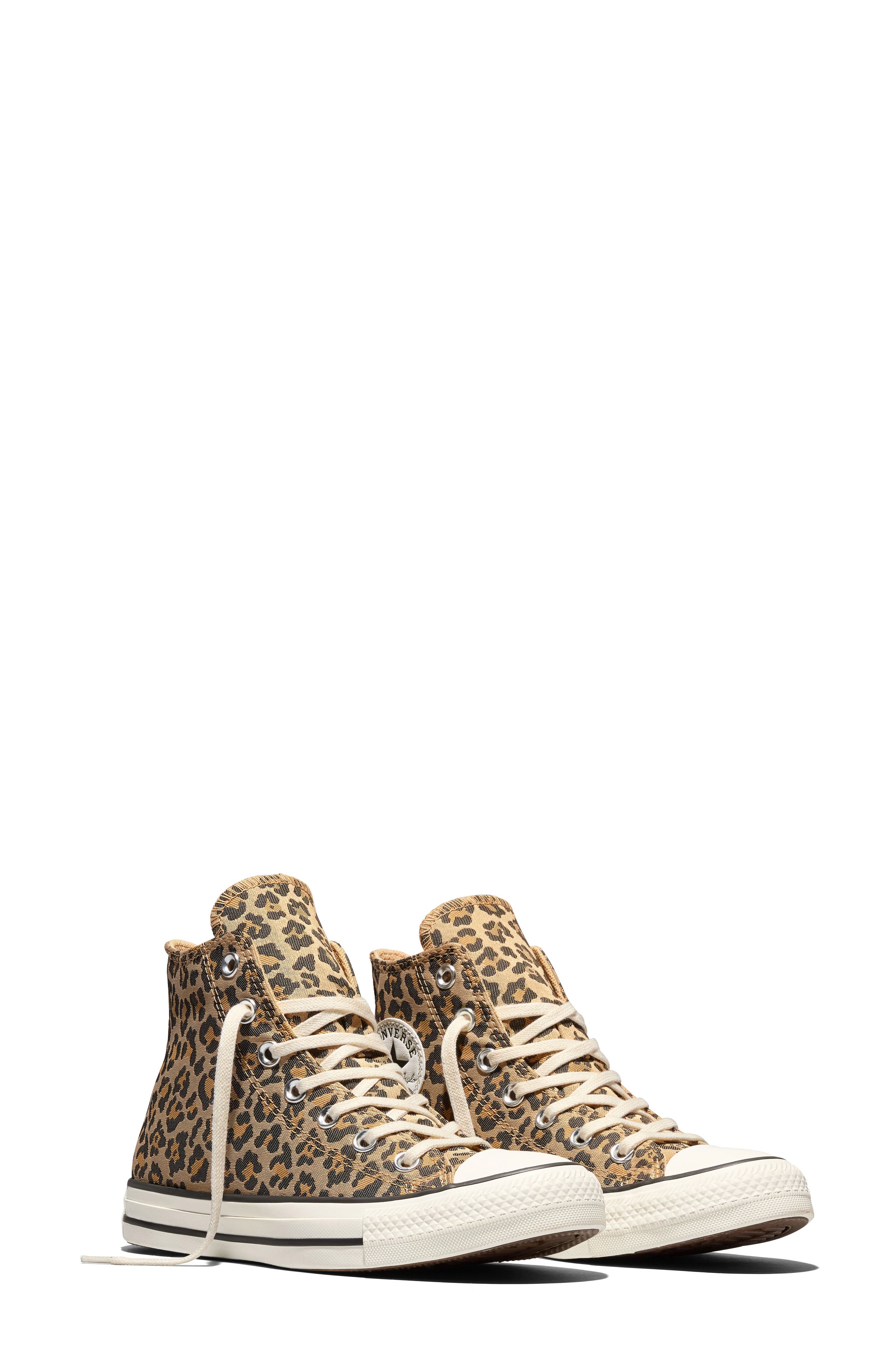 Chuck Taylor All Star Leopard High Top Sneaker, Alternate, color, EGRET/ BLACK/ HONEY STICK