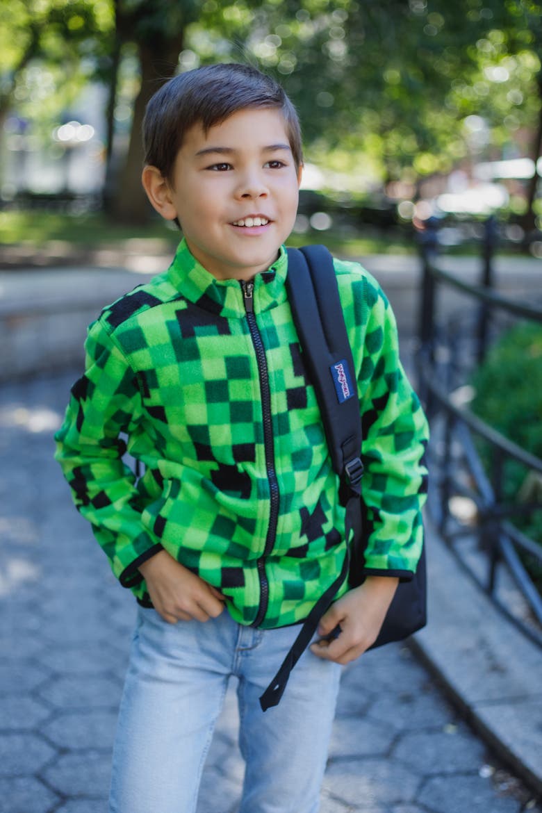 Creeper Zip-up Fleece Jacket (little Kid & Big Kid), Alternate, color, Creeper Green