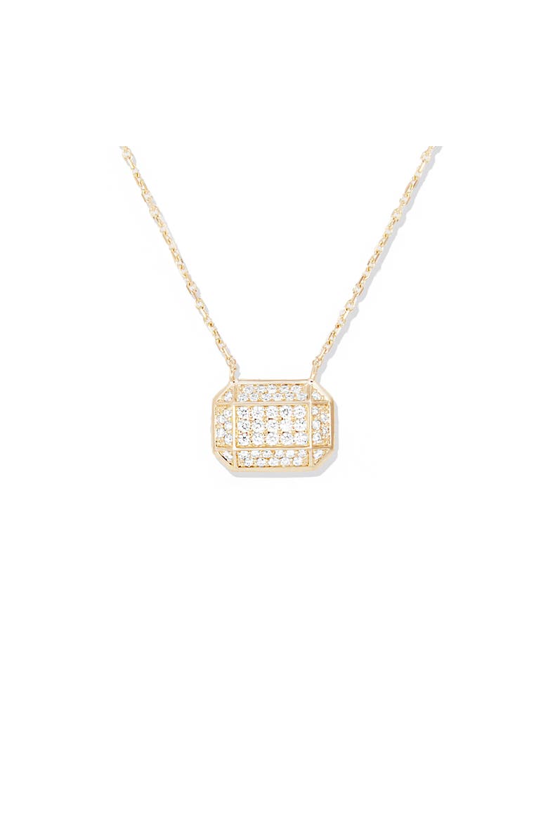 Campbell + Charlotte Spark Emerald Cut Charm Necklace, Main, color, Diamond-Gold