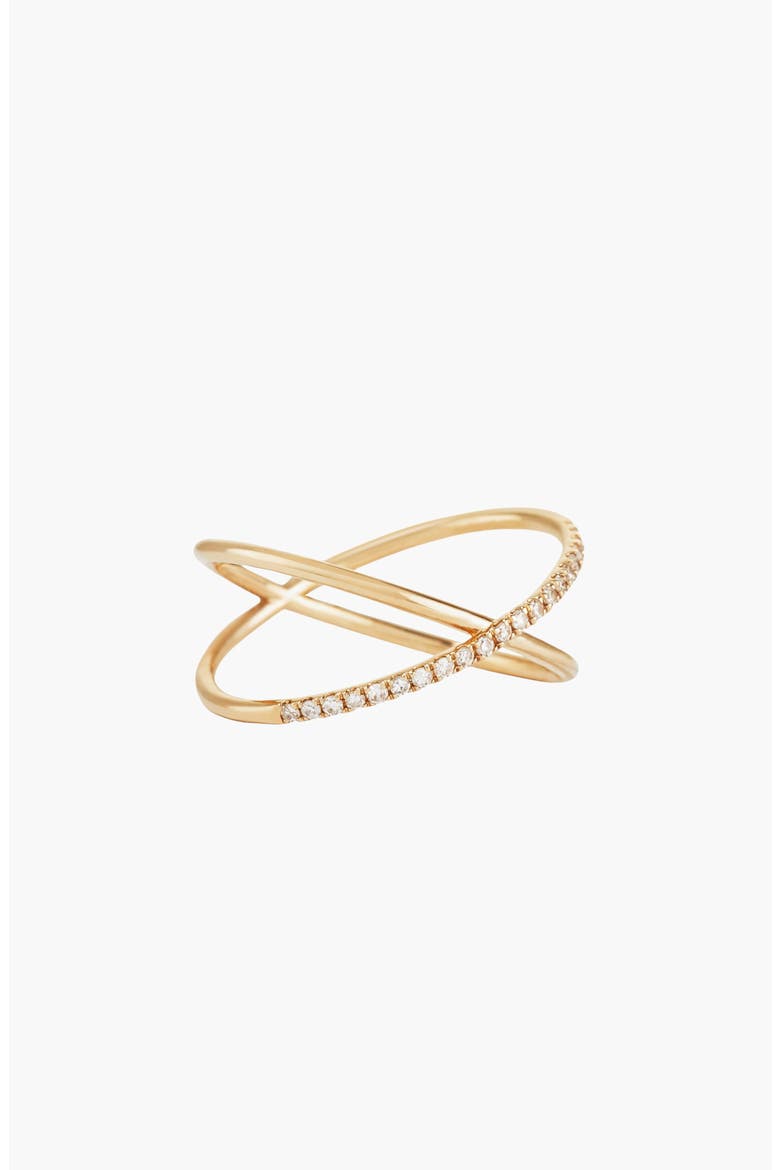Pavé Diamond X Ring, Alternate, color, Yellow Gold