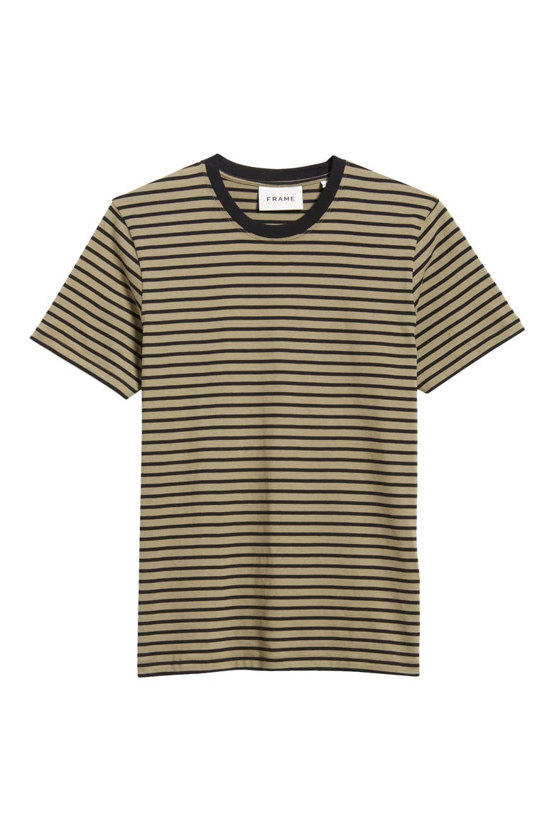 Stripe Crewneck T-Shirt, Alternate, color, KHAKI GREEN/ NOIR