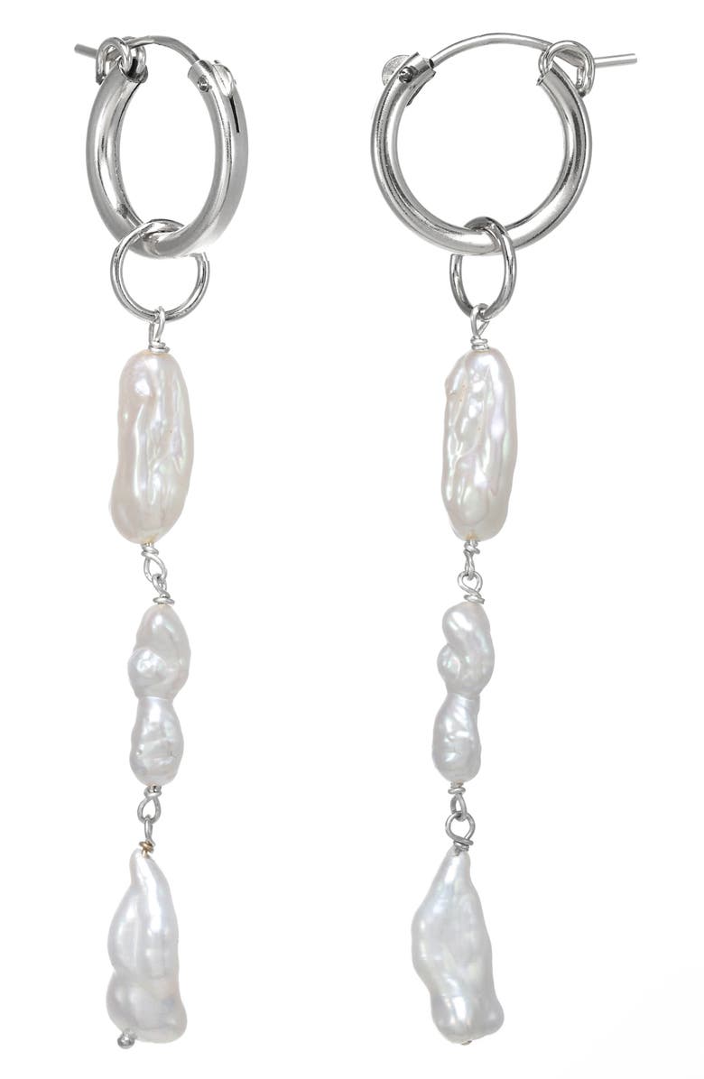 KOZAKH Roma Freshwater Pearl Linear Drop Earrings, Main, color, 