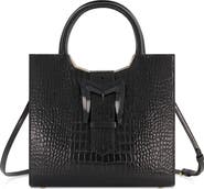 Mac Duggal Crocodile Leather Buckle Detail Medium Tote Bag