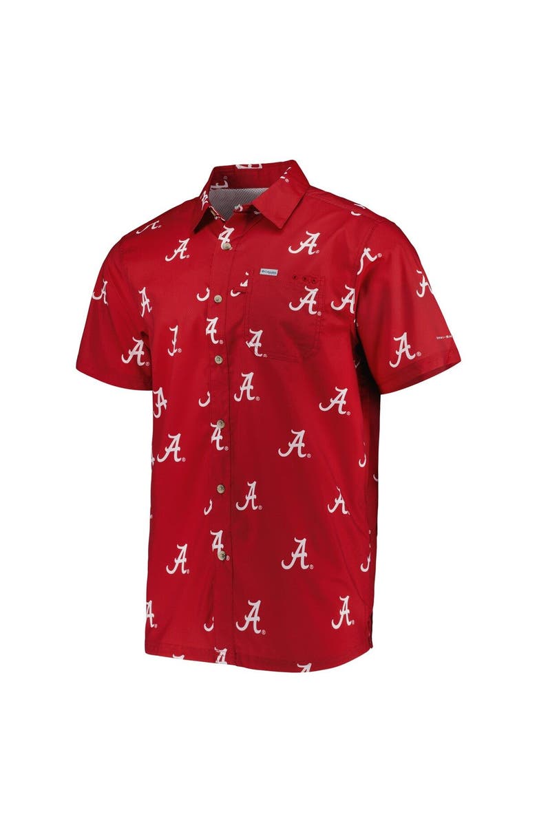 Columbia Men's Columbia Crimson Alabama Crimson Tide Super Slack Tide Omni-Shade Team Button-Up Shirt, Alternate, color, 