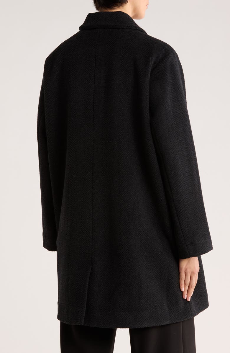 Eileen Fisher Classic Collar Wool Herringbone Coat, Alternate, color, Charcoal