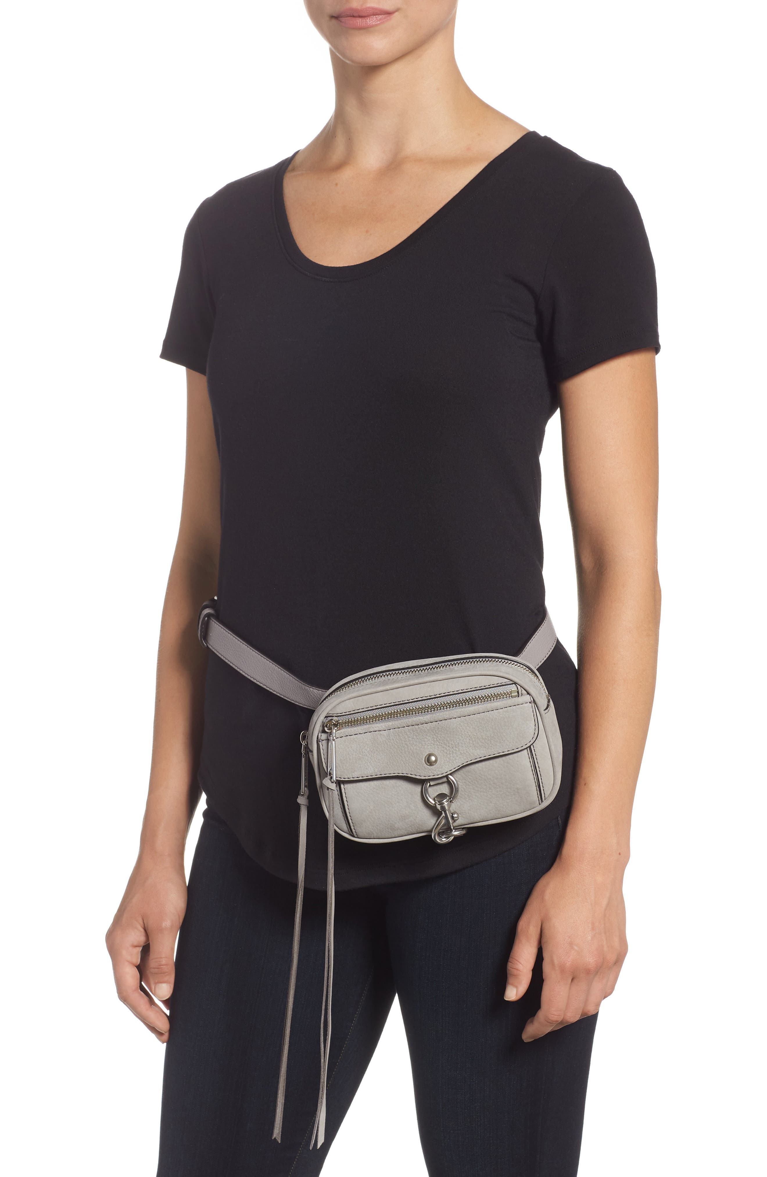 Blythe Leather Belt Bag, Alternate, color, GREY