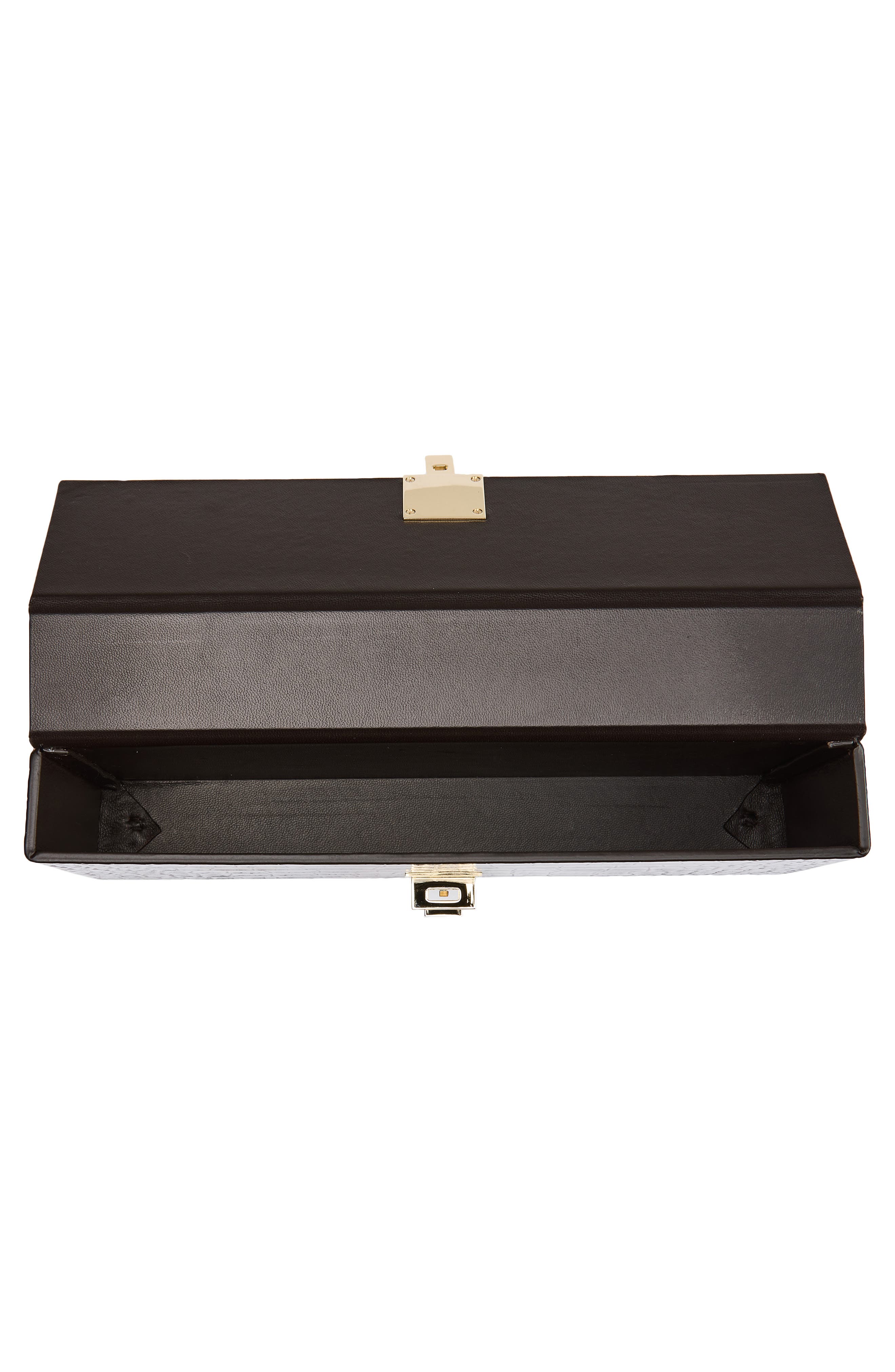 TOM FORD Croc Embossed Patenet Leather East/West Box Clutch, Alternate, color, 1B087 Espresso