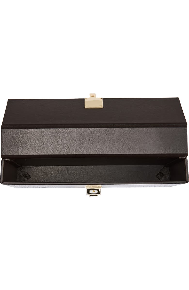 TOM FORD Croc Embossed Patenet Leather East/West Box Clutch, Alternate, color, 1B087 Espresso