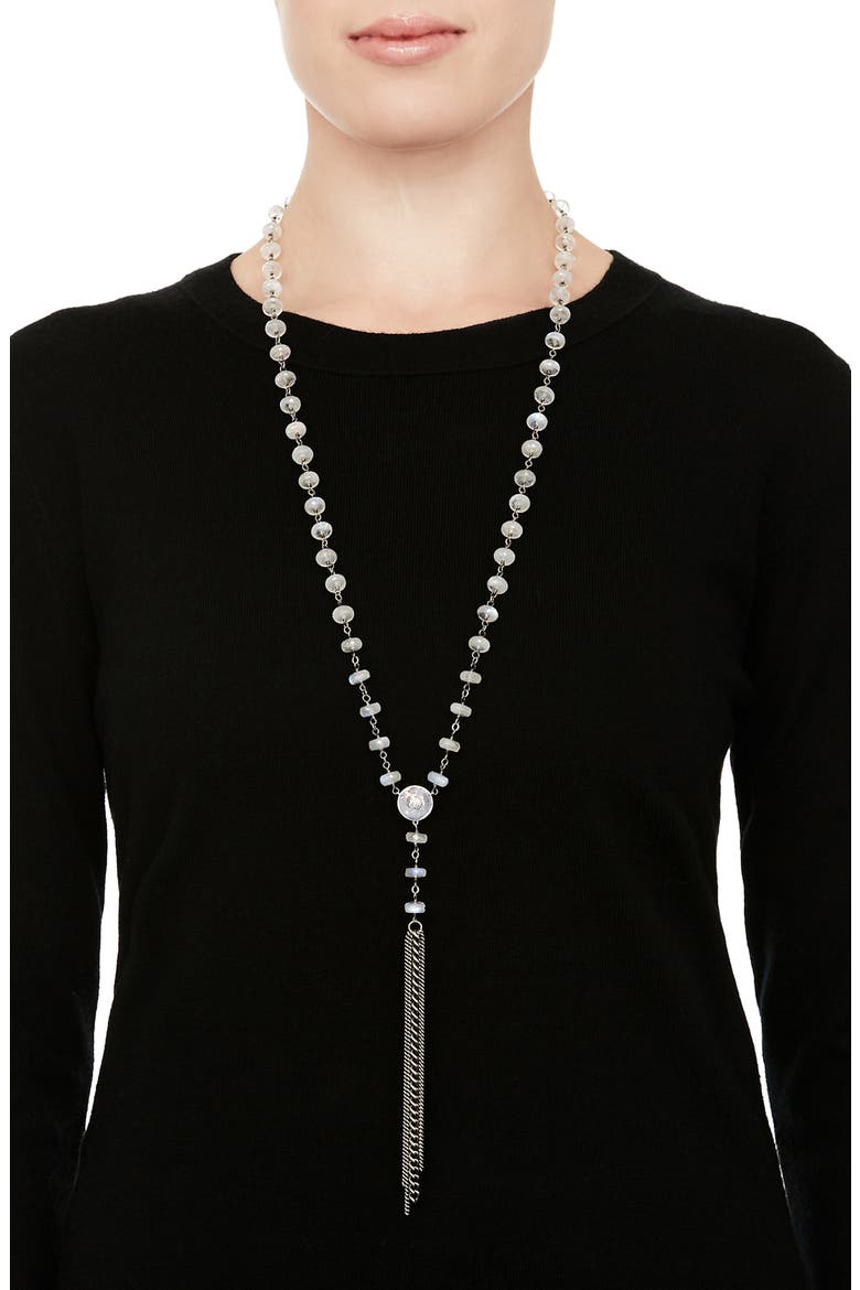 Moonstone & Diamond Tassel Y-Necklace, Alternate, color, MOONSTONE