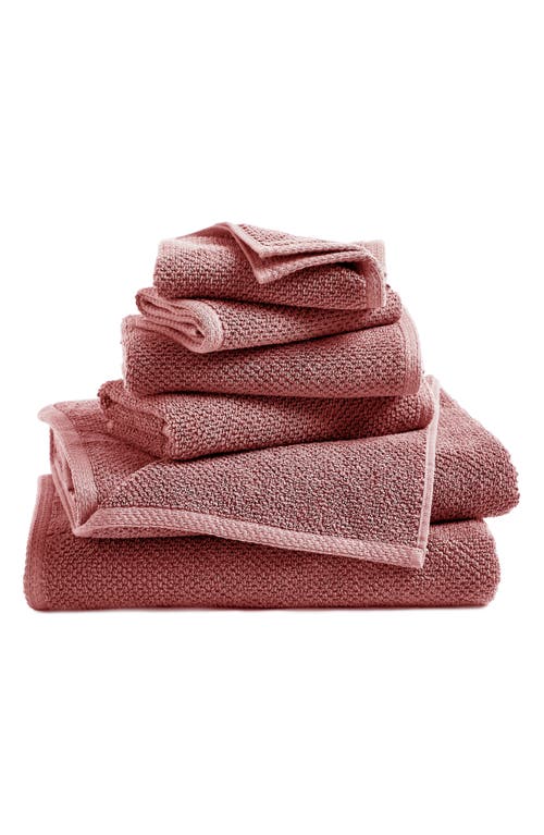 Woven & Weft Cotton 4-pack Textured Bath Towel Set In Dusty Rose