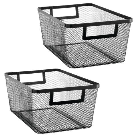 Metal Mesh Pantry Basket with Handles - Set of 2 - Matte Black
