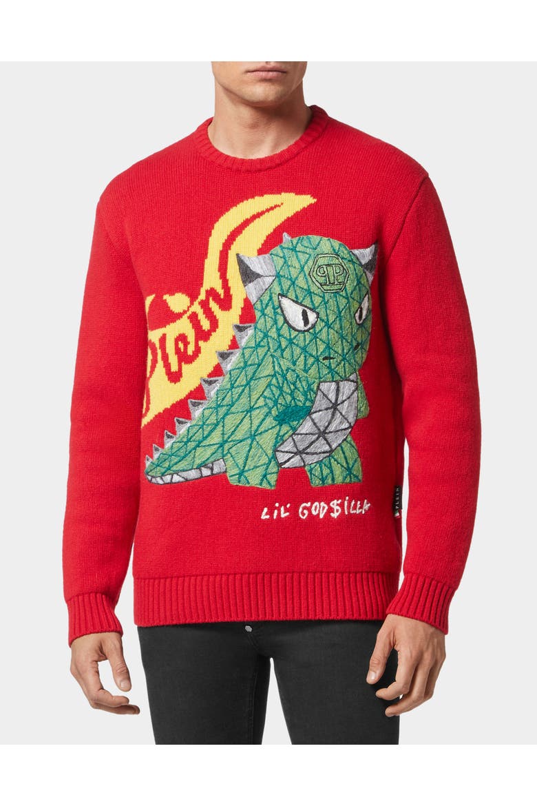 Pullover Round Neck Men, Main, color, red