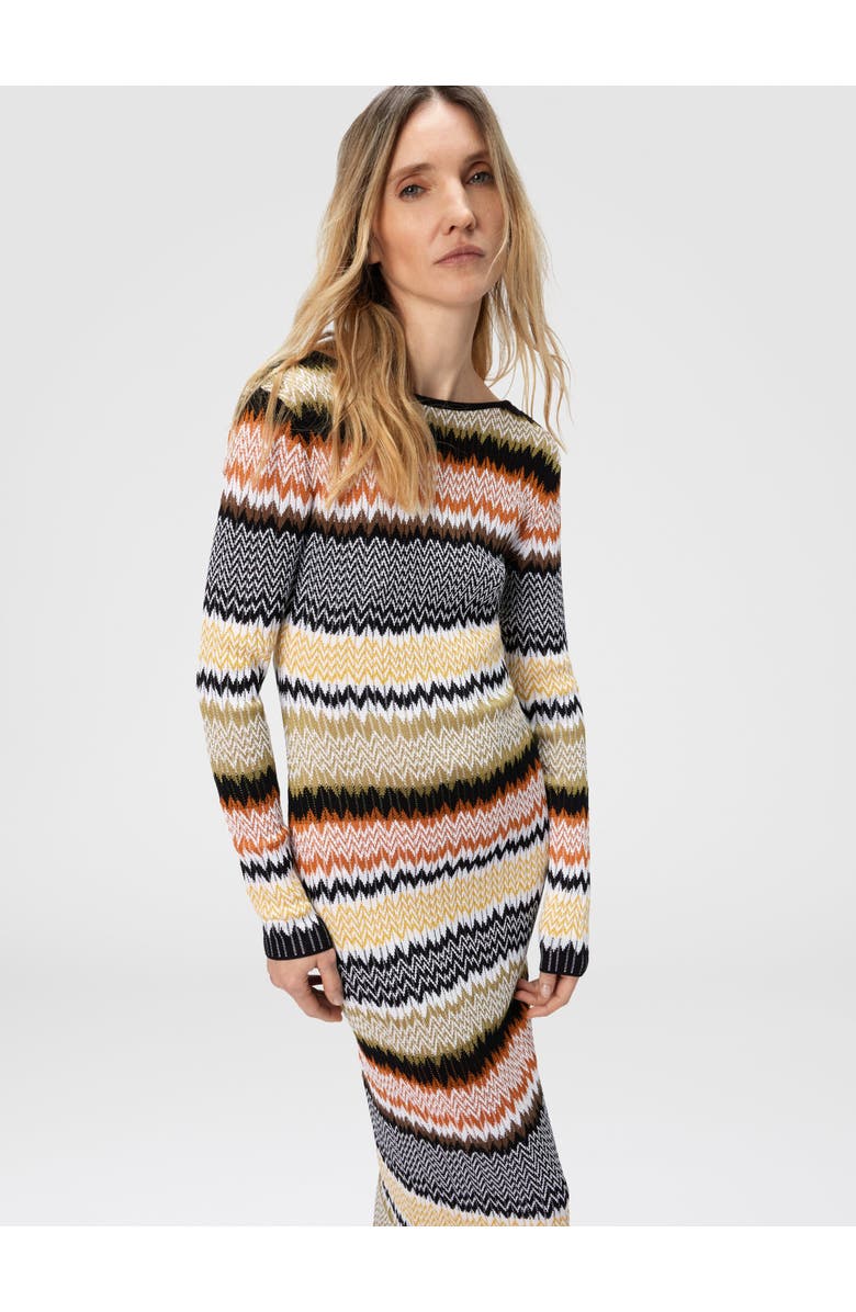Missoni Long Crew Neck Dress With Chevron Pattern, Alternate, color, Multicoloured