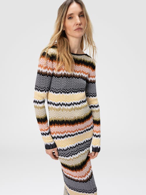 Missoni Long Crew Neck Dress With Chevron Pattern In Multi