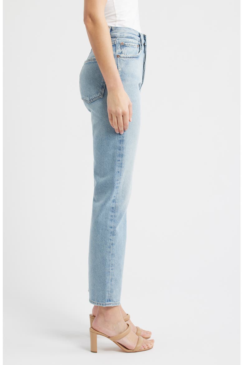 '90s Pinch Waist High Waist Straight Leg Jeans, Alternate, color, ADDITION MEDIUM INDIGO