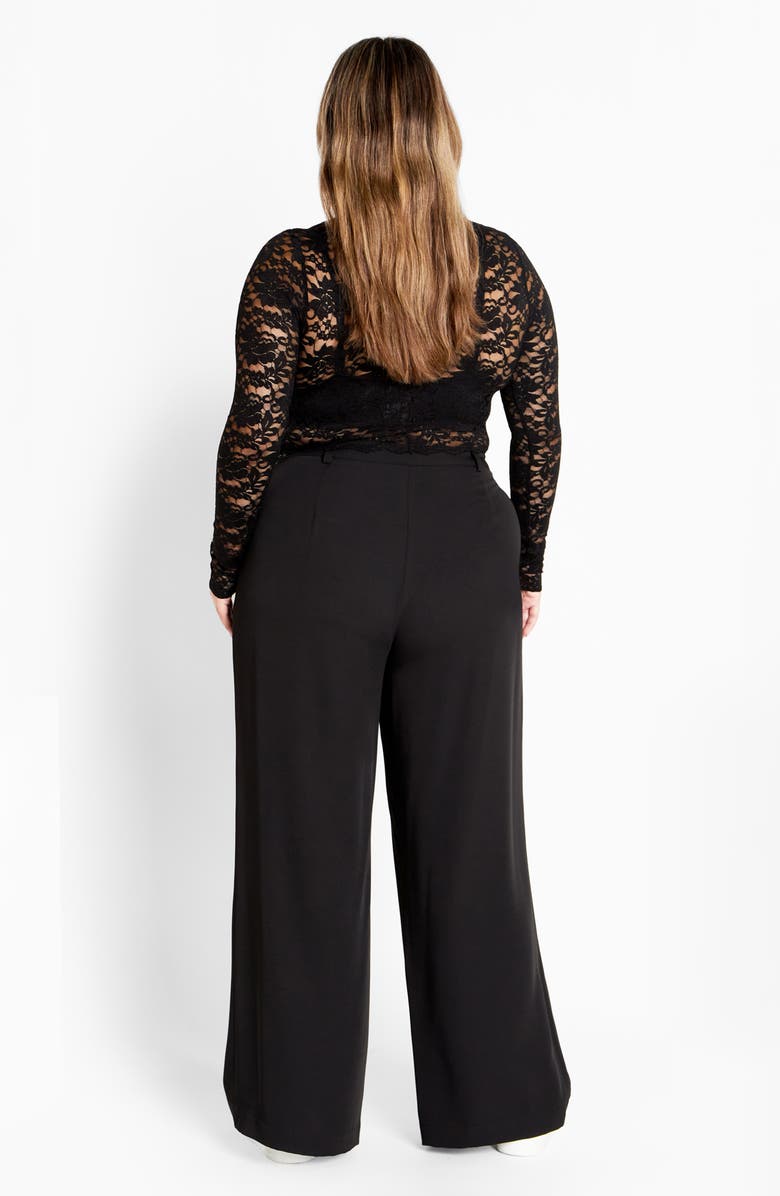 City Chic Arlette Sheer Lace Crop Top, Alternate, color, Black